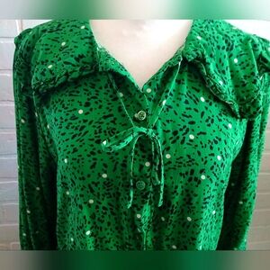 Women's Green Print Cottage Core Dress